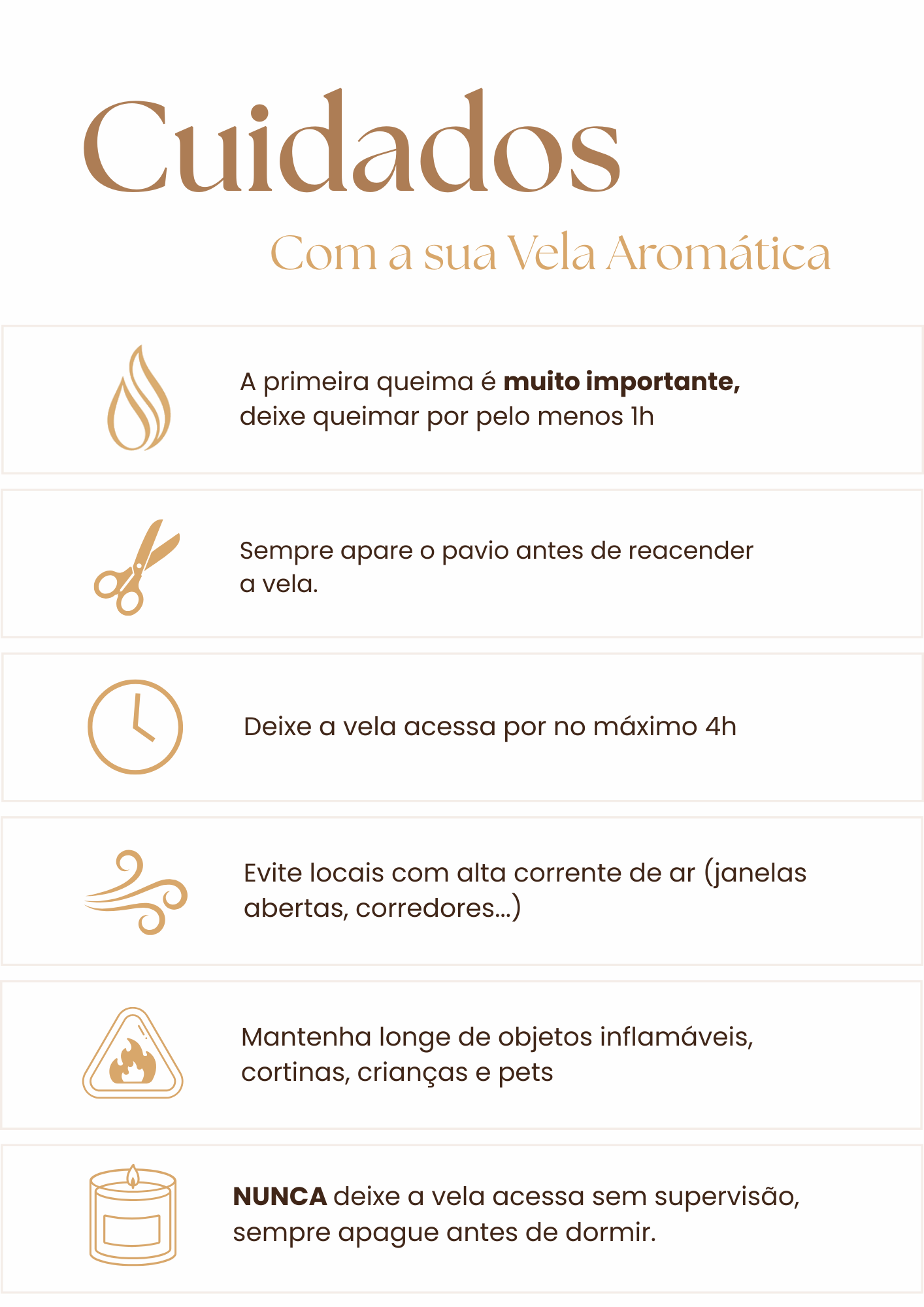 Cuidados com a sua vela